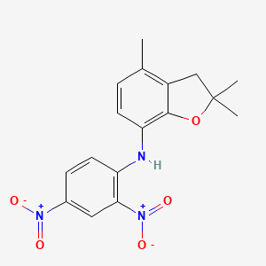 molecular formula C17H17N3O5 B2579251 N-(2,4-dinitrophenyl)-2,2,4-trimethyl-2,3-dihydro-1-benzofuran-7-amine CAS No. 866150-39-2