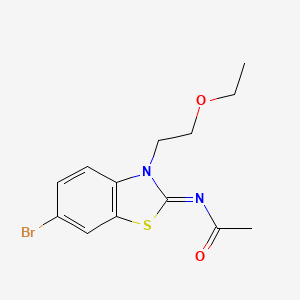 molecular formula C13H15BrN2O2S B2579279 N-[(2Z)-6-bromo-3-(2-ethoxyethyl)-2,3-dihydro-1,3-benzothiazol-2-ylidene]acetamide CAS No. 865162-61-4