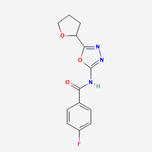 4-fluoro-N-(5-(tetrahydrofuran-2-yl)-1,3,4-oxadiazol-2-yl)benzamide