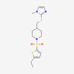 1-((5-ethylthiophen-2-yl)sulfonyl)-4-(((1-methyl-1H-imidazol-2-yl)thio)methyl)piperidine