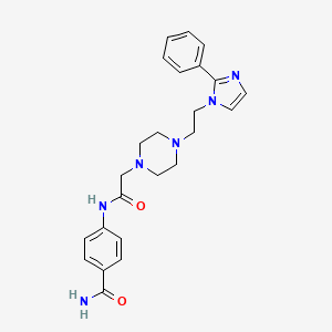 molecular formula C24H28N6O2 B2579374 4-(2-(4-(2-(2-phenyl-1H-imidazol-1-yl)ethyl)piperazin-1-yl)acetamido)benzamide CAS No. 1798018-21-9