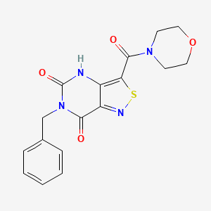 molecular formula C17H16N4O4S B2579376 6-benzyl-3-(morpholinocarbonyl)isothiazolo[4,3-d]pyrimidine-5,7(4H,6H)-dione CAS No. 1340691-78-2