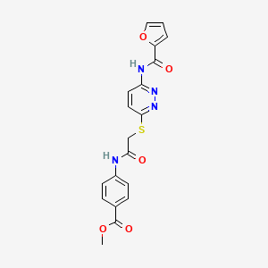molecular formula C19H16N4O5S B2579378 Methyl 4-(2-((6-(furan-2-carboxamido)pyridazin-3-yl)thio)acetamido)benzoate CAS No. 1021136-10-6
