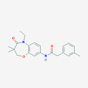 molecular formula C22H26N2O3 B2579388 N-(5-ethyl-3,3-dimethyl-4-oxo-2,3,4,5-tetrahydro-1,5-benzoxazepin-8-yl)-2-(3-methylphenyl)acetamide CAS No. 921868-68-0