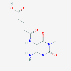 molecular formula C11H16N4O5 B025794 Pentanoic acid, 5-[(6-amino-1,2,3,4-tetrahydro-1,3-dimethyl-2,4-dioxo-5-pyrimidinyl)amino]-5-oxo- CAS No. 109418-98-6