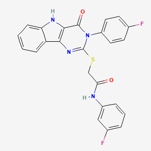 molecular formula C24H16F2N4O2S B2579462 N-(3-fluorophenyl)-2-{[3-(4-fluorophenyl)-4-oxo-3H,4H,5H-pyrimido[5,4-b]indol-2-yl]sulfanyl}acetamide CAS No. 536711-42-9
