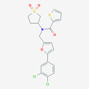molecular formula C20H17Cl2NO4S2 B257948 N-{[5-(3,4-dichlorophenyl)furan-2-yl]methyl}-N-(1,1-dioxidotetrahydrothiophen-3-yl)thiophene-2-carboxamide 
