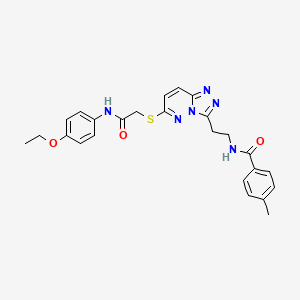 molecular formula C25H26N6O3S B2579488 N-(2-(6-((2-((4-ethoxyphenyl)amino)-2-oxoethyl)thio)-[1,2,4]triazolo[4,3-b]pyridazin-3-yl)ethyl)-4-methylbenzamide CAS No. 872994-92-8