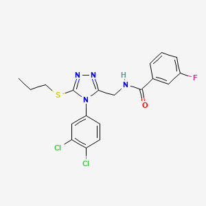 molecular formula C19H17Cl2FN4OS B2579500 N-((4-(3,4-dichlorophenyl)-5-(propylthio)-4H-1,2,4-triazol-3-yl)methyl)-3-fluorobenzamide CAS No. 391914-77-5