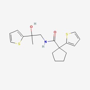 molecular formula C17H21NO2S2 B2579537 N-[2-hydroxy-2-(thiophen-2-yl)propyl]-1-(thiophen-2-yl)cyclopentane-1-carboxamide CAS No. 1351610-98-4