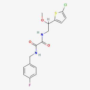 molecular formula C16H16ClFN2O3S B2579548 N1-(2-(5-chlorothiophen-2-yl)-2-methoxyethyl)-N2-(4-fluorobenzyl)oxalamide CAS No. 2034530-51-1