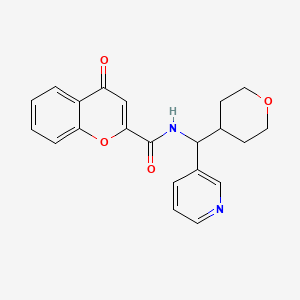 molecular formula C21H20N2O4 B2579570 N-[(oxan-4-yl)(pyridin-3-yl)methyl]-4-oxo-4H-chromene-2-carboxamide CAS No. 2034592-07-7