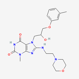 molecular formula C22H30N6O5 B2579677 7-(2-hydroxy-3-(m-tolyloxy)propyl)-3-methyl-8-((2-morpholinoethyl)amino)-1H-purine-2,6(3H,7H)-dione CAS No. 941937-71-9