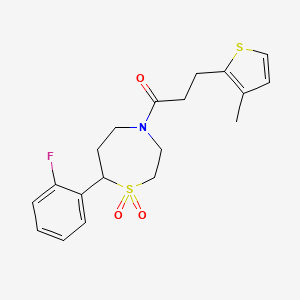 1-(7-(2-Fluorophenyl)-1,1-dioxido-1,4-thiazepan-4-yl)-3-(3-methylthiophen-2-yl)propan-1-one