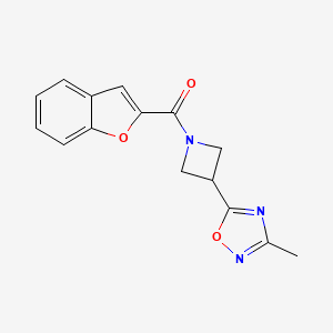 molecular formula C15H13N3O3 B2579740 Benzofuran-2-yl(3-(3-methyl-1,2,4-oxadiazol-5-yl)azetidin-1-yl)methanone CAS No. 1286710-53-9