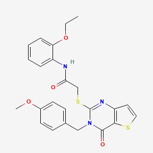 molecular formula C24H23N3O4S2 B2579767 N-(2-ethoxyphenyl)-2-({3-[(4-methoxyphenyl)methyl]-4-oxo-3H,4H-thieno[3,2-d]pyrimidin-2-yl}sulfanyl)acetamide CAS No. 1252821-35-4