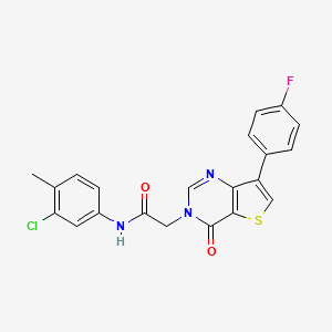 molecular formula C21H15ClFN3O2S B2579768 N-(3-chloro-4-methylphenyl)-2-[7-(4-fluorophenyl)-4-oxo-3H,4H-thieno[3,2-d]pyrimidin-3-yl]acetamide CAS No. 1207023-35-5