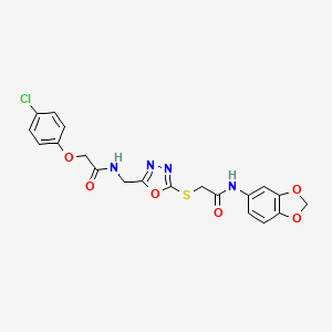 molecular formula C20H17ClN4O6S B2579777 N-(benzo[d][1,3]dioxol-5-yl)-2-((5-((2-(4-chlorophenoxy)acetamido)methyl)-1,3,4-oxadiazol-2-yl)thio)acetamide CAS No. 851785-41-6