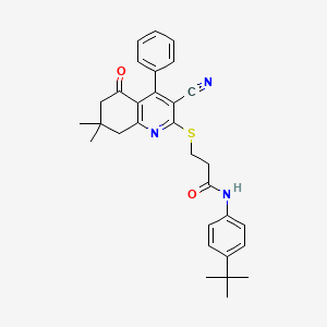 molecular formula C31H33N3O2S B2579782 N-(4-(tert-butyl)phenyl)-3-((3-cyano-7,7-dimethyl-5-oxo-4-phenyl-5,6,7,8-tetrahydroquinolin-2-yl)thio)propanamide CAS No. 670272-85-2