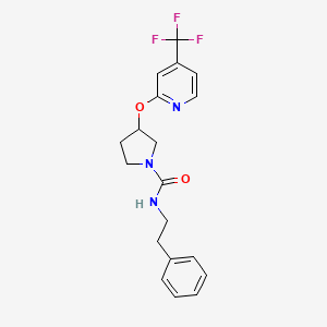 molecular formula C19H20F3N3O2 B2579812 N-phenethyl-3-((4-(trifluoromethyl)pyridin-2-yl)oxy)pyrrolidine-1-carboxamide CAS No. 2034299-74-4