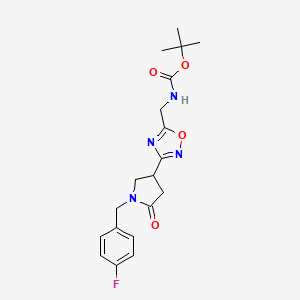 molecular formula C19H23FN4O4 B2579969 tert-butyl N-[(3-{1-[(4-fluorophenyl)methyl]-5-oxopyrrolidin-3-yl}-1,2,4-oxadiazol-5-yl)methyl]carbamate CAS No. 1993167-21-7