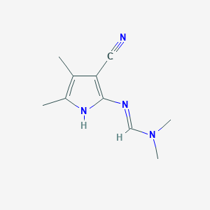 molecular formula C10H14N4 B2580000 N'-(3-Cyano-4,5-dimethyl-1H-pyrrol-2-yl)-N,N-dimethylmethanimidamide CAS No. 2247108-54-7