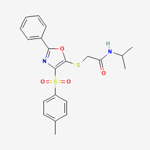 molecular formula C21H22N2O4S2 B2580006 N-isopropyl-2-((2-phenyl-4-tosyloxazol-5-yl)thio)acetamide CAS No. 868214-03-3
