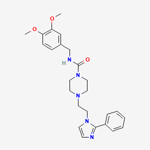 molecular formula C25H31N5O3 B2580019 N-(3,4-dimethoxybenzyl)-4-(2-(2-phenyl-1H-imidazol-1-yl)ethyl)piperazine-1-carboxamide CAS No. 1396810-97-1