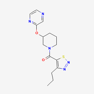 molecular formula C15H19N5O2S B2580098 2-{[1-(4-propyl-1,2,3-thiadiazole-5-carbonyl)piperidin-3-yl]oxy}pyrazine CAS No. 2034579-52-5