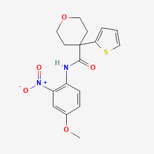 molecular formula C17H18N2O5S B2580153 N-(4-methoxy-2-nitrophenyl)-4-(thiophen-2-yl)oxane-4-carboxamide CAS No. 877633-77-7