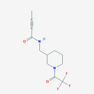 molecular formula C12H15F3N2O2 B2580157 N-[[1-(2,2,2-Trifluoroacetyl)piperidin-3-yl]methyl]but-2-ynamide CAS No. 2411274-04-7