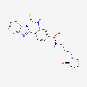 molecular formula C22H21N5O2S B2580166 N-[3-(2-oxopyrrolidin-1-yl)propyl]-6-sulfanylidene-5H-benzimidazolo[1,2-c]quinazoline-3-carboxamide CAS No. 440322-80-5