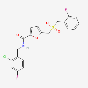 molecular formula C20H16ClF2NO4S B2580169 N-(2-chloro-4-fluorobenzyl)-5-(((2-fluorobenzyl)sulfonyl)methyl)furan-2-carboxamide CAS No. 1428356-56-2