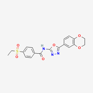 molecular formula C19H17N3O6S B2580192 N-[5-(2,3-dihydro-1,4-benzodioxin-6-yl)-1,3,4-oxadiazol-2-yl]-4-(ethanesulfonyl)benzamide CAS No. 886919-08-0