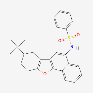 molecular formula C26H27NO3S B2580205 N-(8-(tert-butyl)-7,8,9,10-tetrahydronaphtho[1,2-b]benzofuran-5-yl)benzenesulfonamide CAS No. 442535-97-9
