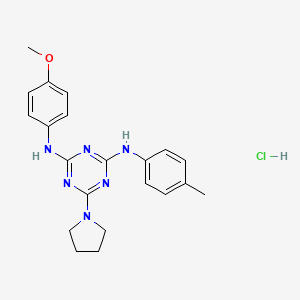 B2580238 N2-(4-methoxyphenyl)-6-(pyrrolidin-1-yl)-N4-(p-tolyl)-1,3,5-triazine-2,4-diamine hydrochloride CAS No. 1179451-46-7