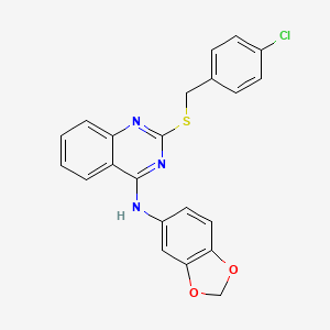 molecular formula C22H16ClN3O2S B2580309 N-(2H-1,3-benzodioxol-5-yl)-2-{[(4-chlorophenyl)methyl]sulfanyl}quinazolin-4-amine CAS No. 688355-95-5