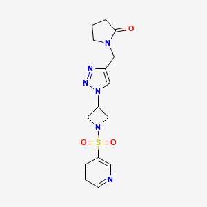 molecular formula C15H18N6O3S B2580320 1-({1-[1-(pyridine-3-sulfonyl)azetidin-3-yl]-1H-1,2,3-triazol-4-yl}methyl)pyrrolidin-2-one CAS No. 2034250-67-2