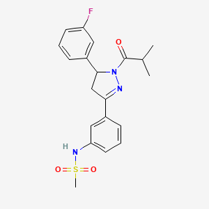 molecular formula C20H22FN3O3S B2580344 N-(3-(5-(3-fluorophenyl)-1-isobutyryl-4,5-dihydro-1H-pyrazol-3-yl)phenyl)methanesulfonamide CAS No. 851719-21-6