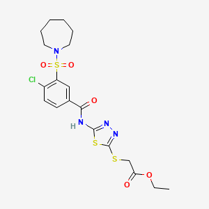 Ethyl {[5-({[3-(azepan-1-ylsulfonyl)-4-chlorophenyl]carbonyl}amino)-1,3,4-thiadiazol-2-yl]sulfanyl}acetate