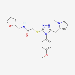 2-[[4-(4-methoxyphenyl)-5-[(1-methylpyrrol-2-yl)methyl]-1,2,4-triazol-3-yl]sulfanyl]-N-(oxolan-2-ylmethyl)acetamide