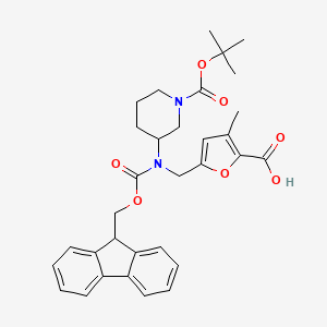 5-[[9H-Fluoren-9-ylmethoxycarbonyl-[1-[(2-methylpropan-2-yl)oxycarbonyl]piperidin-3-yl]amino]methyl]-3-methylfuran-2-carboxylic acid