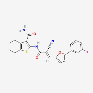 (E)-2-(2-cyano-3-(5-(3-fluorophenyl)furan-2-yl)acrylamido)-4,5,6,7-tetrahydrobenzo[b]thiophene-3-carboxamide