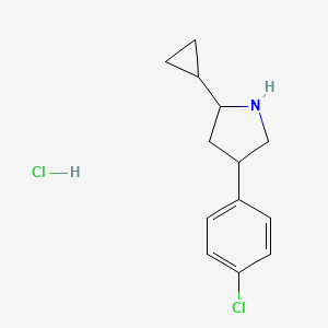 molecular formula C13H17Cl2N B2580400 4-(4-Chlorophenyl)-2-cyclopropylpyrrolidine hydrochloride CAS No. 2109353-30-0