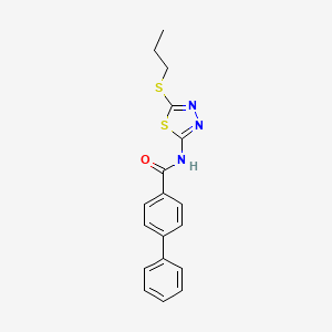 4-phenyl-N-(5-propylsulfanyl-1,3,4-thiadiazol-2-yl)benzamide