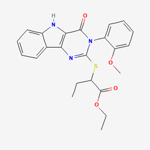 ethyl 2-((3-(2-methoxyphenyl)-4-oxo-4,5-dihydro-3H-pyrimido[5,4-b]indol-2-yl)thio)butanoate
