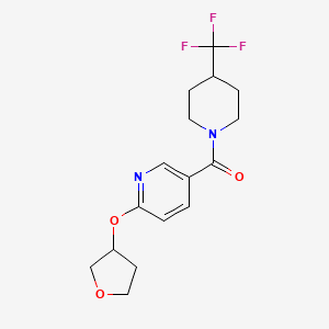 molecular formula C16H19F3N2O3 B2580411 (6-((Tetrahydrofuran-3-yl)oxy)pyridin-3-yl)(4-(trifluoromethyl)piperidin-1-yl)methanone CAS No. 2034236-77-4