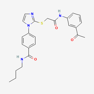 molecular formula C24H26N4O3S B2580419 4-(2-((2-((3-acetylphenyl)amino)-2-oxoethyl)thio)-1H-imidazol-1-yl)-N-butylbenzamide CAS No. 1207046-90-9