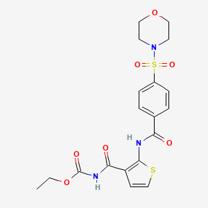 molecular formula C19H21N3O7S2 B2580424 ethyl N-{2-[4-(morpholine-4-sulfonyl)benzamido]thiophene-3-carbonyl}carbamate CAS No. 864941-30-0