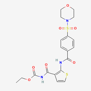 molecular formula C19H21N3O7S2 B2580424 Ethyl N-[2-[(4-morpholin-4-ylsulfonylbenzoyl)amino]thiophene-3-carbonyl]carbamate CAS No. 864941-30-0